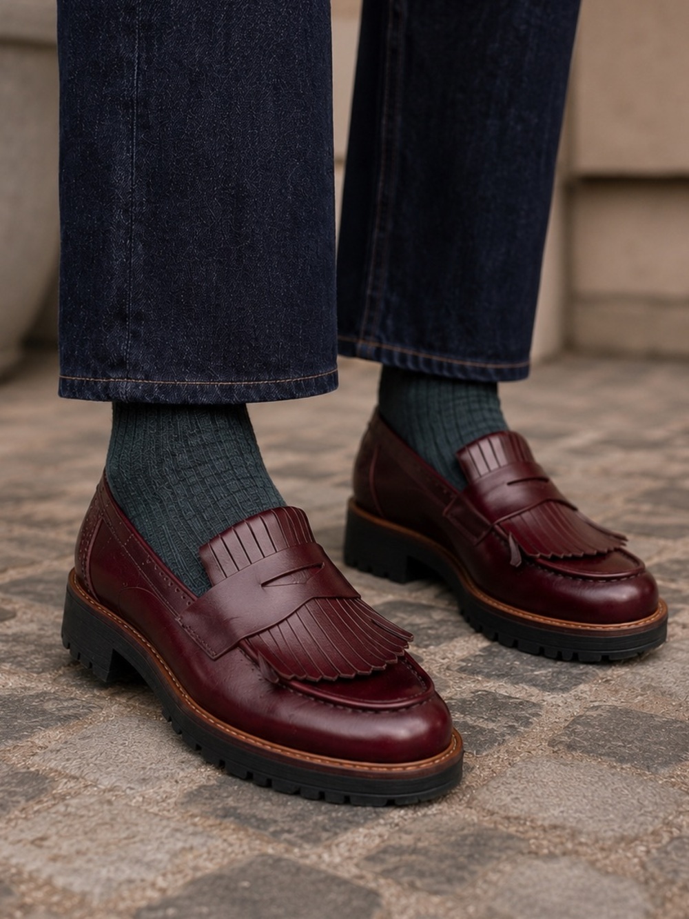 ECCO Metropole Oslo Leather Kiltie Brogue Detail Penny Loafers EU 40